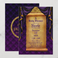 Cortina de Bebê em Roxo Real e Dourado