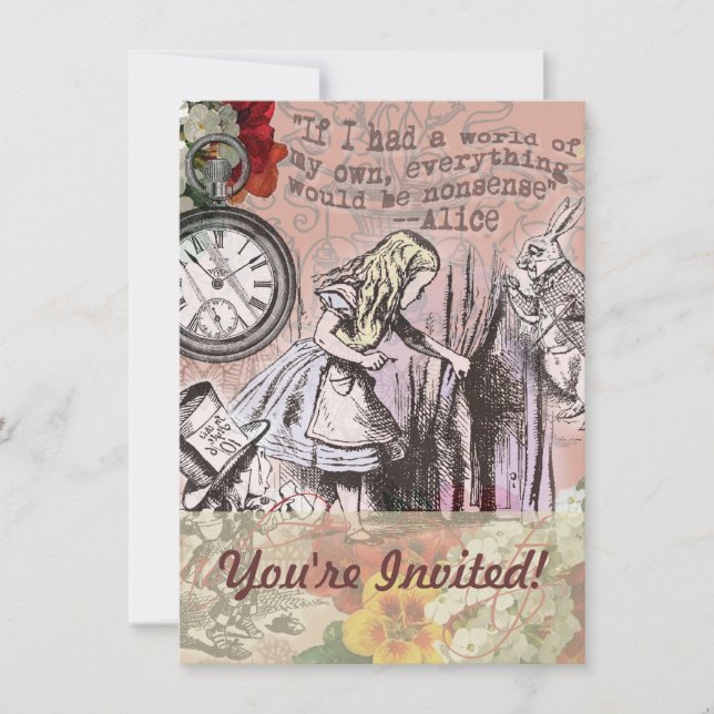 Convite Cortina de nonsense da Alice no país das maravilha (Frente)