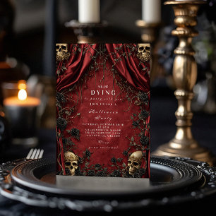 Convite Cortina Vermelha Gótica Halloween Soirée