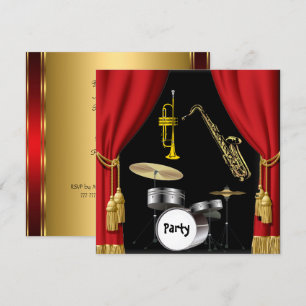 Convite Cortinas Dança Música Festa de Aniversário