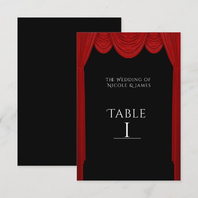 Convite Cortinas vermelhas de HOLLYWOOD Elegante Número de (Frente/Verso)