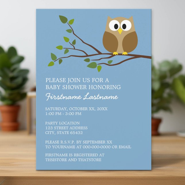 Convite Coruja Bonita no Chá do Branch Baby Boy (Custom Invitation with Download Option)