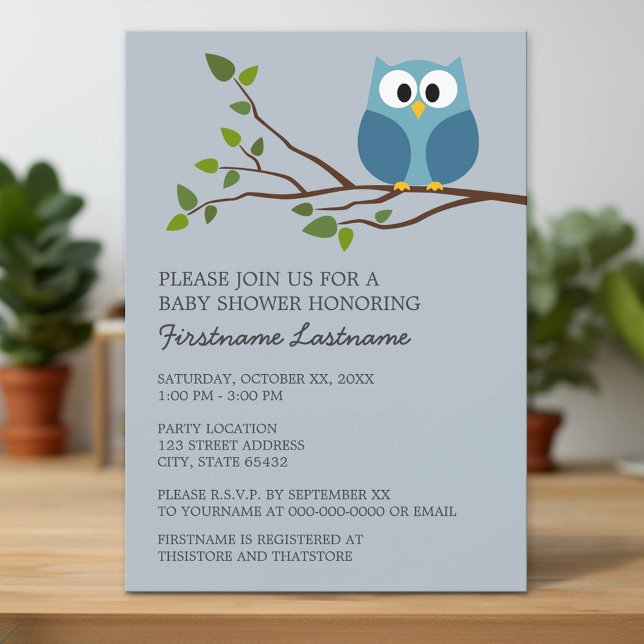 Convite Coruja Bonita no Chá do Branch Baby Boy (Custom Invitation with Download Option)