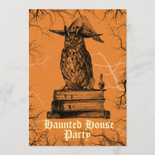 Convite Coruja de bruxaria assombrada