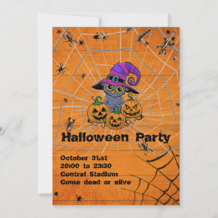Convite Coruja de Halloween assustadora e personalizável,