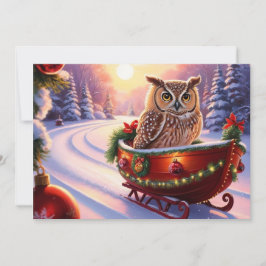 Convite Coruja em um trenó durante as festas
