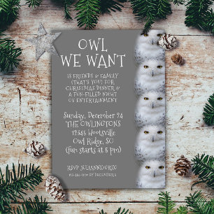 Convite Coruja Engraçada Que Queremos para o Natal... Snow