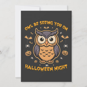 Convite Coruja está te vendo no Halloween Night Spooky Owl