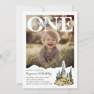 Convite Coruja Mágica de Hogwarts Primeira Foto Aniversári