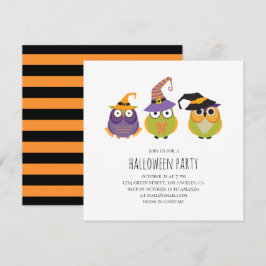 Convite Corujas de Halloween. Festa de fantasia de criança
