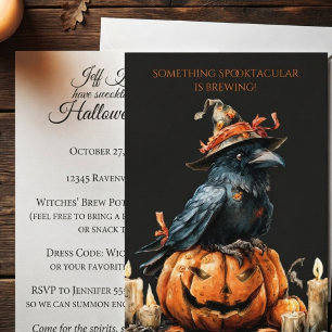 Convite Corvo de Halloween de Obsidiana Gótica