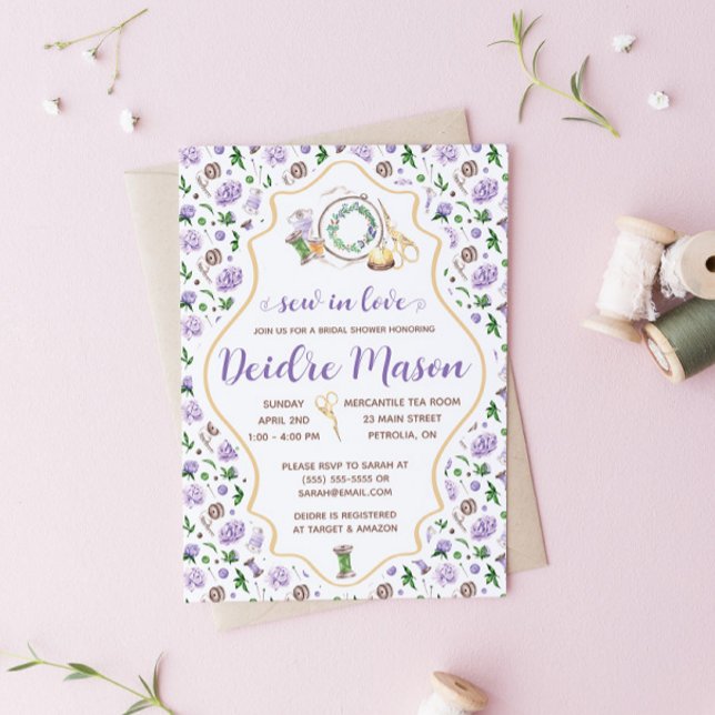 Convite Cose Com Amor! Bordado, Chá de Noiva Floral (Criador carregado)