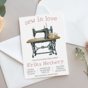 Convite Coser com Amor, Chuveiro de Noiva com Máquina de C