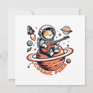Convite Cosmic Purr - Gato Guitarrista Astro