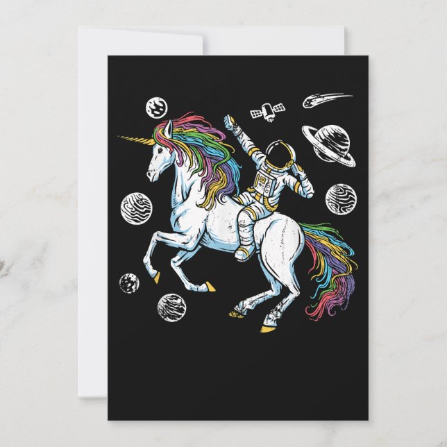Convite Cosmonaut Fantasy Animal Unicorn do Exterior (Frente)