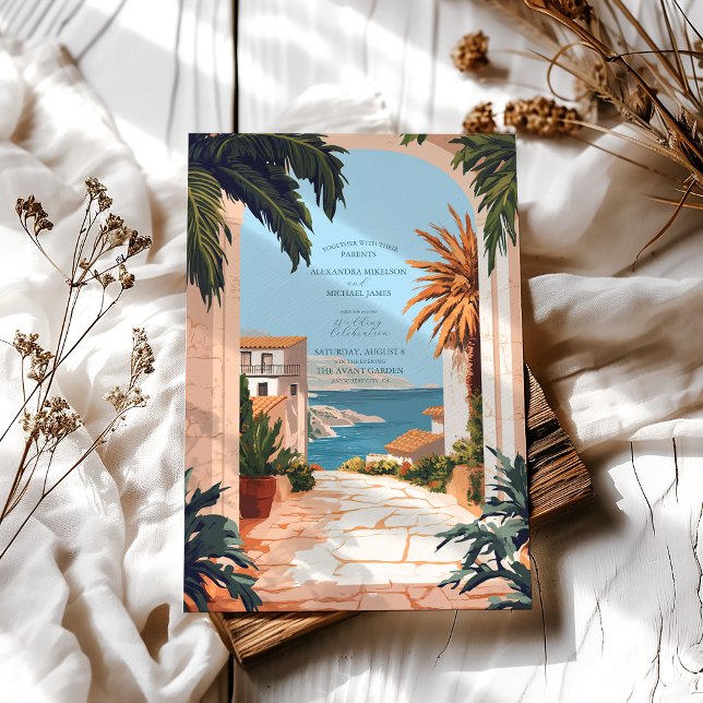 Convite Costa Amalfi | Casamento de Azulejos mediterrânico (Criador carregado)