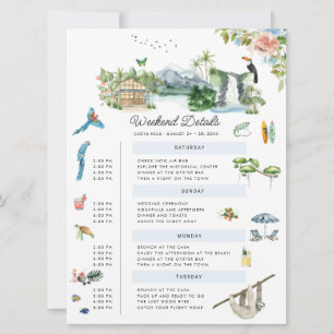 Convite Costa Rica   Fim de Semana de Casamento Ilustrado