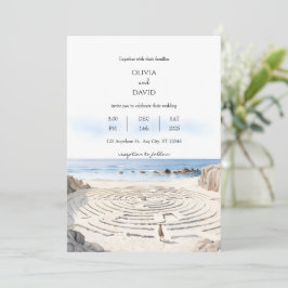Convite Costeira De Beachside Labyrinth Pelo Casamento Do