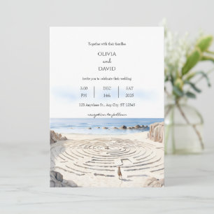 Convite Costeira De Beachside Labyrinth Pelo Casamento Do 