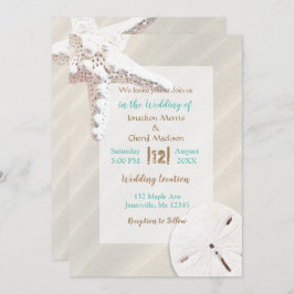 Convite Costeira Sandy Shore Starfish e Sand Dollar Beach