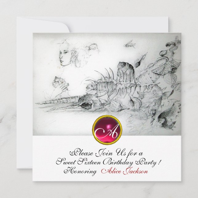 Convite COSTELOS DOCES 16,Monograma Ruby Branco preto (Frente)