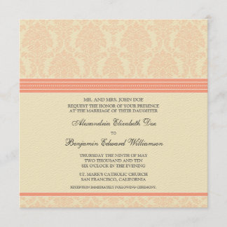 Convite : costume: Coral/convite de creme do casamento