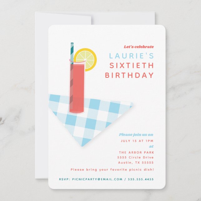 Convite Costume de limonada de coquetel de verão (Frente)