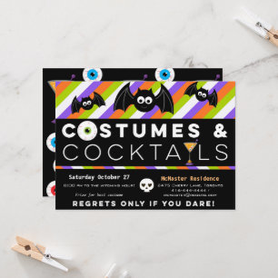 Convite Costumes e cocktails globos oculares bebem morcego