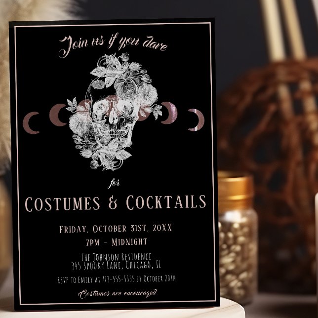 Convite Costumes e Cocktails Góticos, Preto e Branco (Criador carregado)