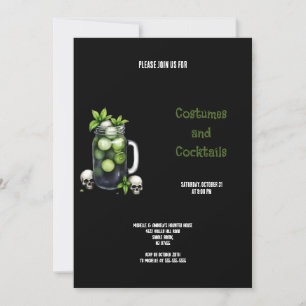 CONVITE COSTUMES VERDES E NEGROS E COCKTAILS HALLOWEEN