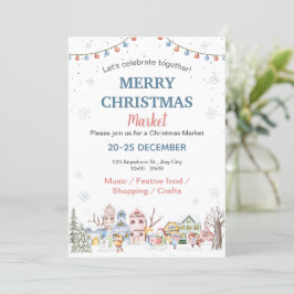 Convite Cóta Aquarela Feriado de inverno Mercado de Natal