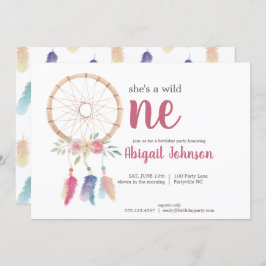 Convite Cóta-d-água Dreamcatcher Primeiro Aniversário