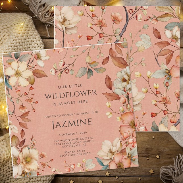 Convite Cottagecore Boho Terracotta Chá de fraldas de flor (Criador carregado)