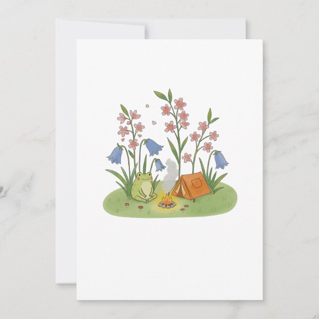 Convite Cottagecore Frog Camping (Frente)