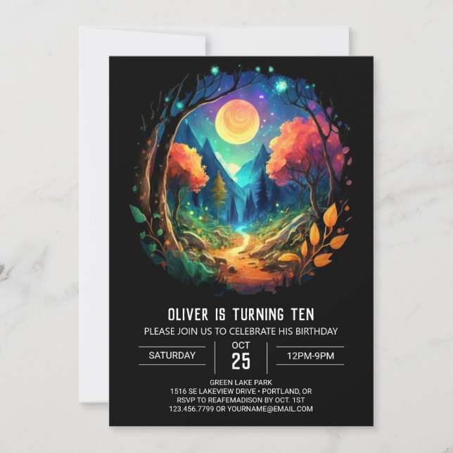 Convite Cottagecore Mystical Brushwood Aniversário (Frente)