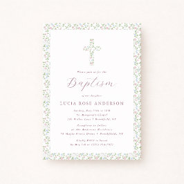Convite Cottagecore Tiny Floral Baptism Invitation