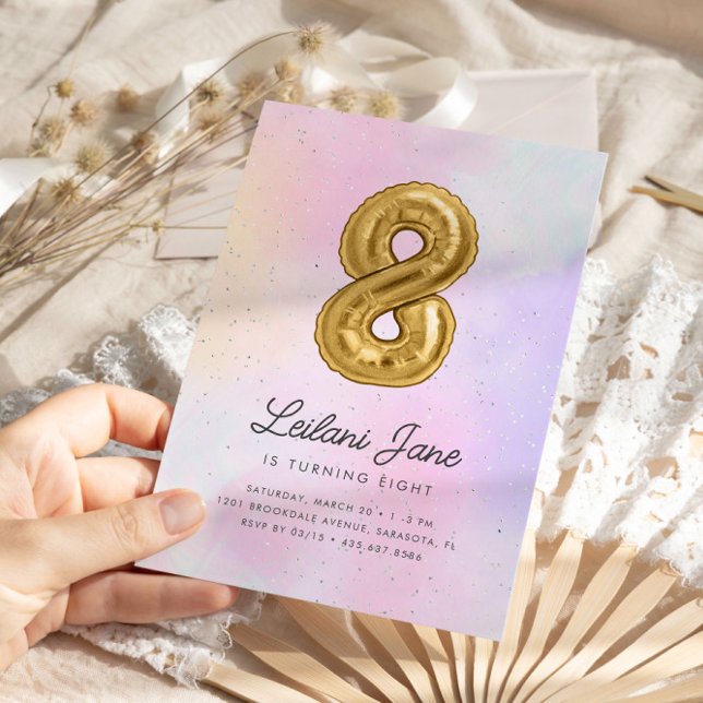 Convite Cotton Candy Watercolor Girls 8º Balão de Aniversá (Criador carregado)