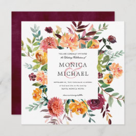 Convite Country Bloom | Autumn Botanical Frame Wedding