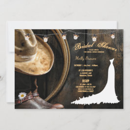 Convite Country Boots Hat & Barnwood Chá de panela