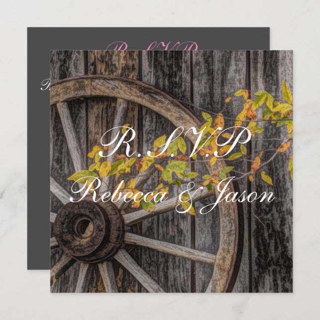 Convite Country Charm - Roda do Vagão Russo Ocidental (Frente/Verso)