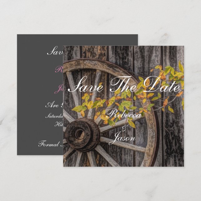 Convite Country Charm - Roda do Vagão Russo Ocidental (Frente/Verso)