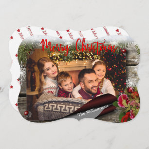 Convite Country Christmas Bulletin Board Photo Fancy Cut
