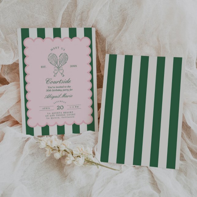 Convite Country Club Court Side Racquet Tennis Birthday (Criador carregado)