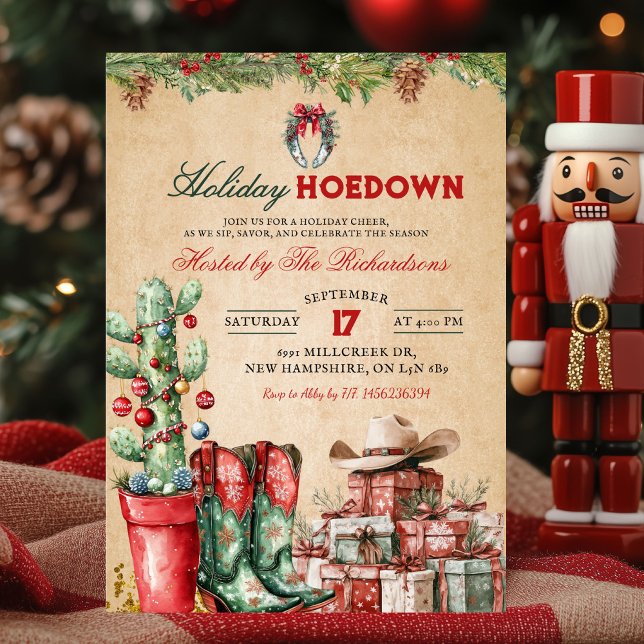 Convite Country Cowboy Christmas Holiday Hoedown Party (Criador carregado)