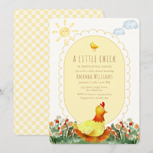 Convite Country Floral Amarelo em Xadrez Baby Shower de Fr