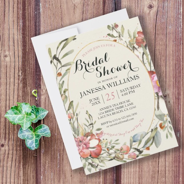 Convite Country Garden Floral Bridal Shower Invitation  (PRETTY COUNTRY GARDEN FLORAL BRIDAL SHOWER INVITATION
)
