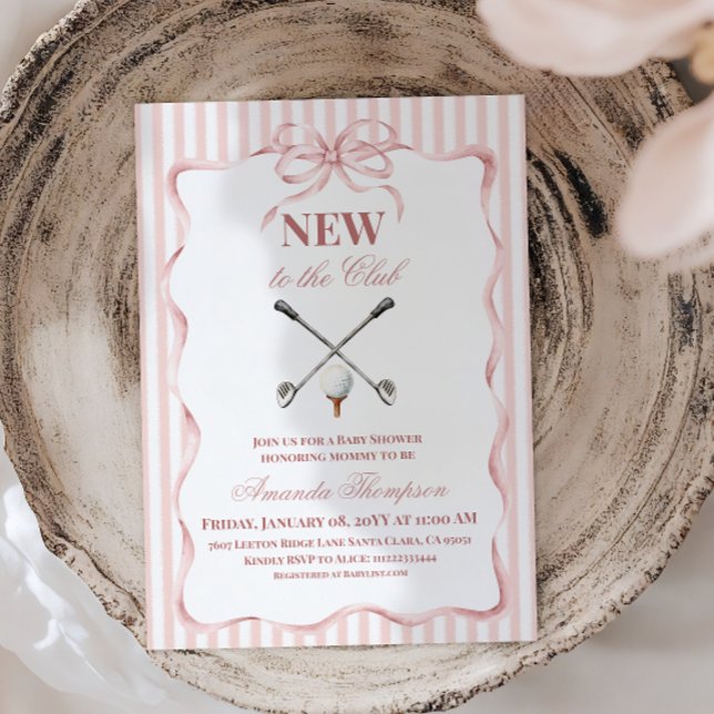 Convite Country Pink Girl New to the Club Golf Baby Shower (Criador carregado)