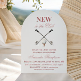 Convite Country Pink New to the Club Girl Golf Baby Shower