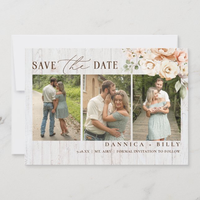 Convite Country Rustic Photo Save The Date Wedding Cards (Frente)