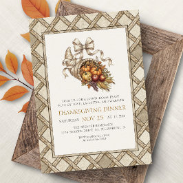 Convite Country Rustic Thanksgiving Dinner Invitation